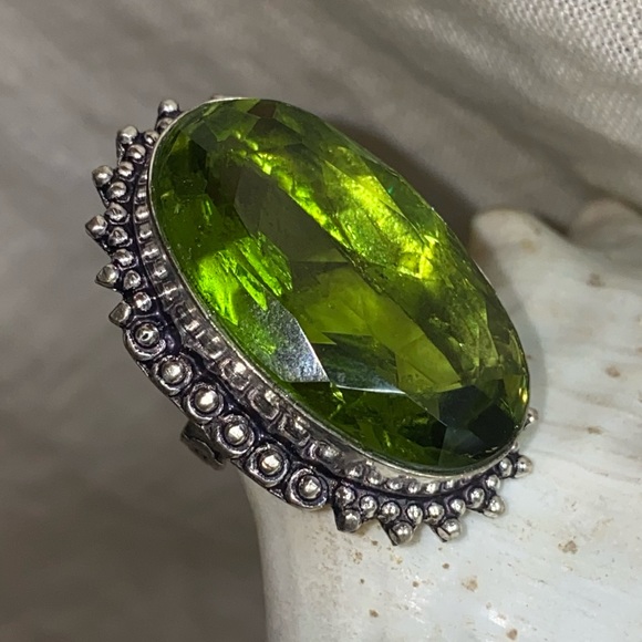 Gorgeous Peridot facet cut statement ring